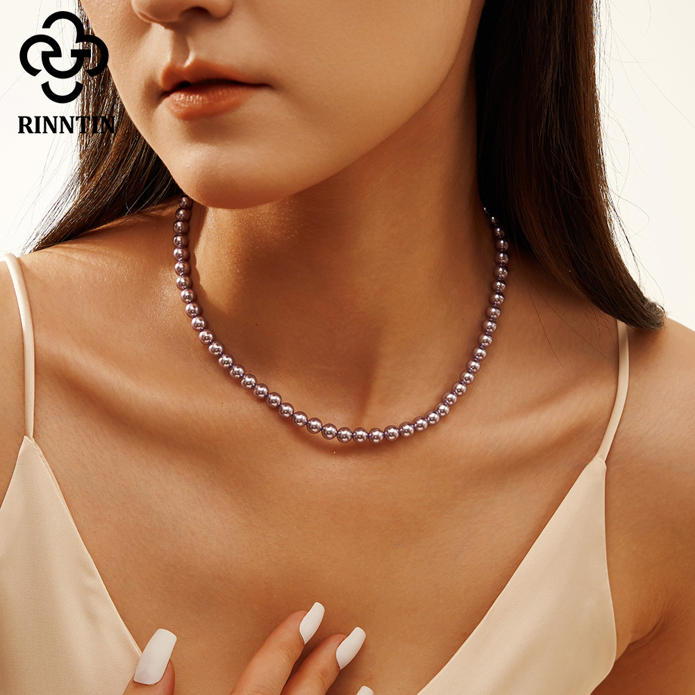 Pearl Choker Necklace Vintage - Rinntin 925 Silver Simple Pearl Choker