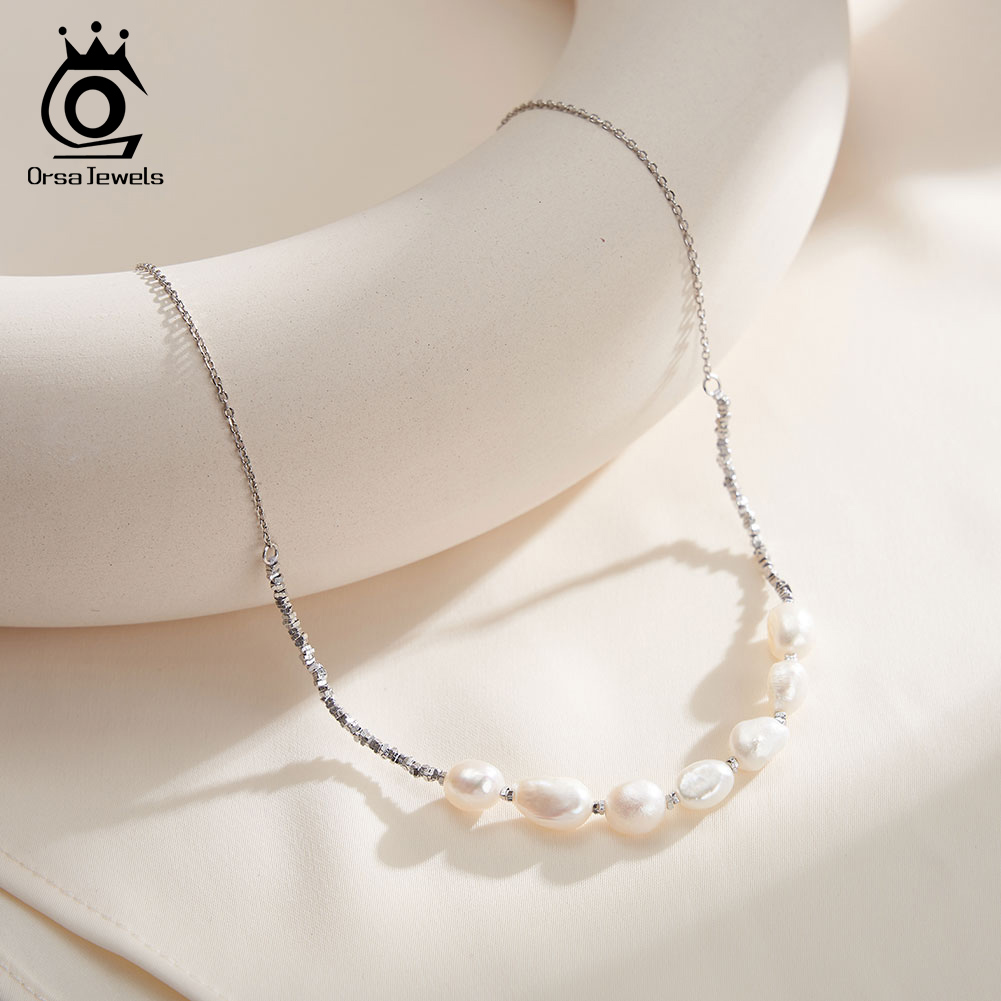 Pearl Choker Necklace Vintage - ORSA JEWELS Vintage 925 Sterling Silver