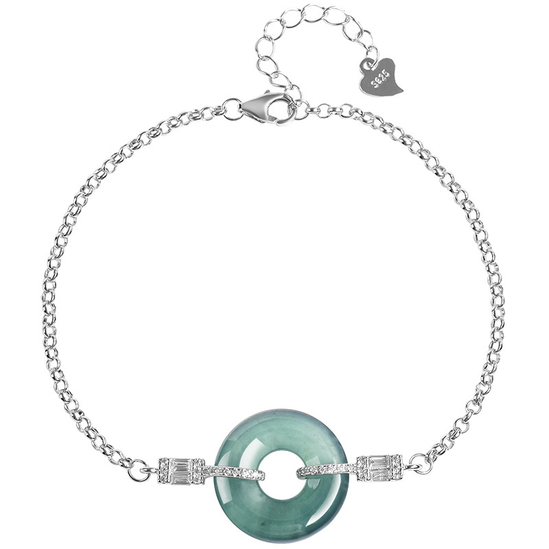 Bracelets - Blue Myanmar Jadeite Ring Bracelet 925