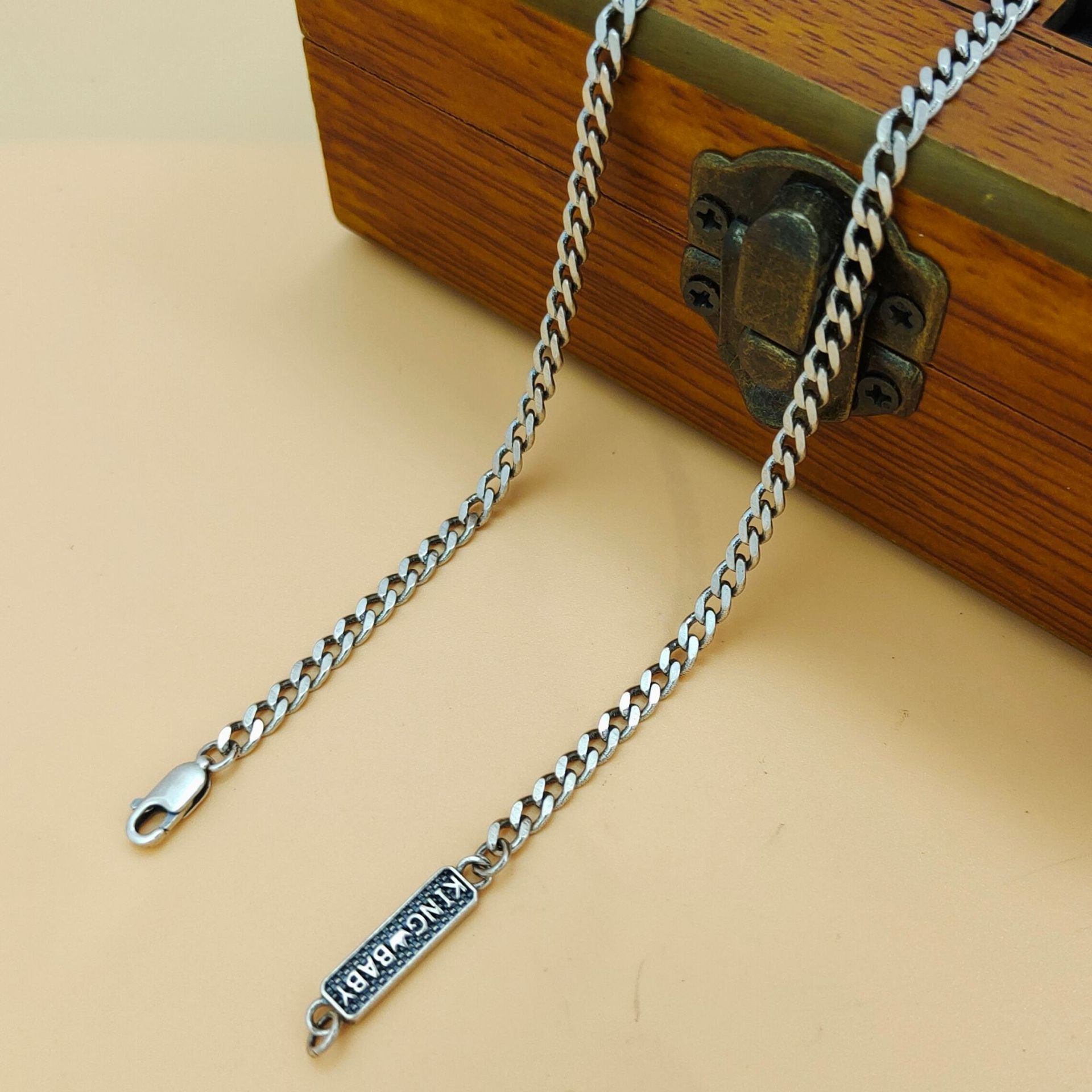 925 Sterling Silver Chain Necklace Men - S925 sterling silver trendy pendant chain
