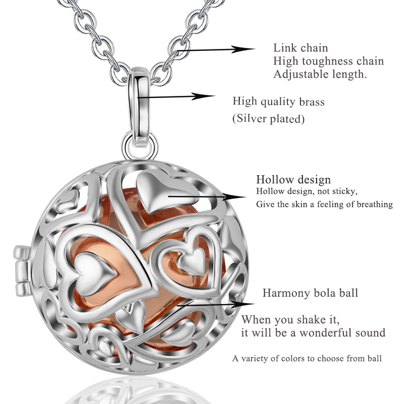 Eudora 20mm Harmony Ball Penda - Heart Locket Necklace Photo ulasan dan harga