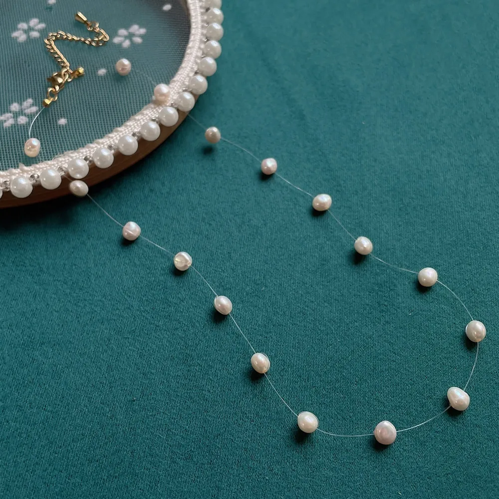 Natural Freshwater Pearl Neckl - Pearl Choker Necklace Vintage ulasan dan harga