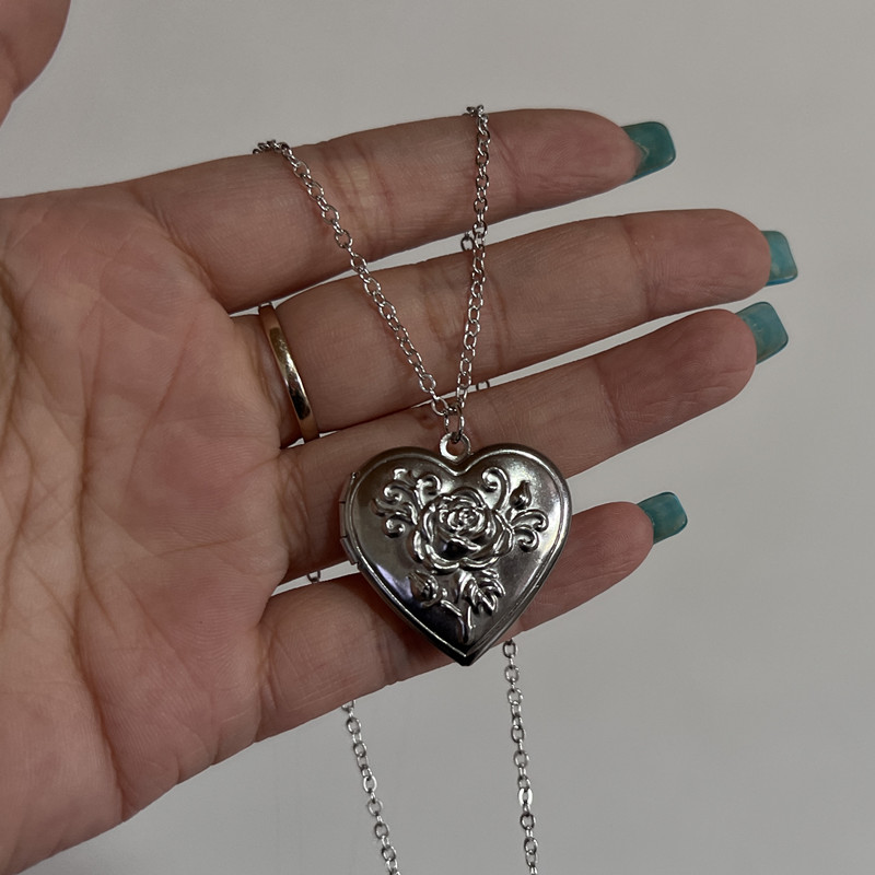 Heart Photo Frame Pendant Neck - Heart Locket Necklace Photo ulasan dan harga